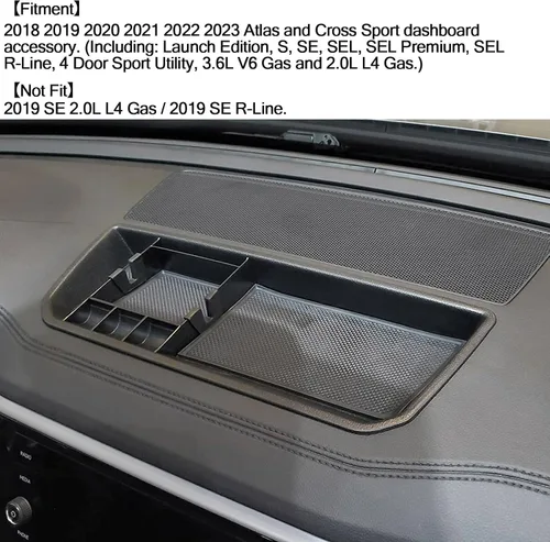 Miniatura 2 de HGWEI Organizador de Tablero Compatible con VW Atlas y Cross Sport 2018 2019 2020 2021 2022 2023 Accesorios, Bandeja de Consola Soporte de Montaje
