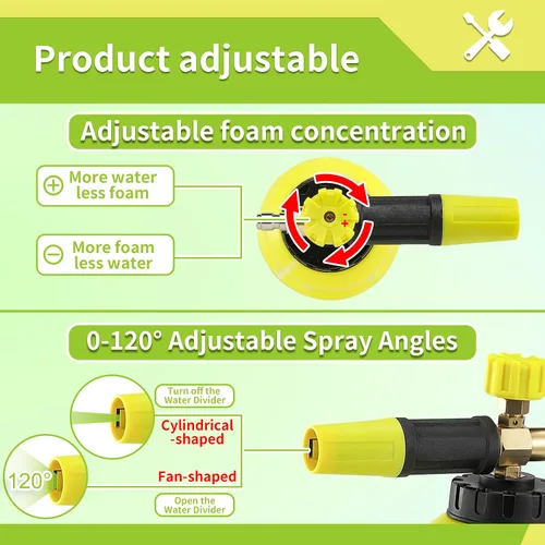 Miniatura 3 de Cañón de espuma FIXFANS con adaptador de repuesto para Portland Husky Ryobi Wide Neck Pressure Washer Snow Foam Lance, Heavy Duty Power Washer