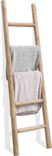 Miniatura 10 de FUIN Escalera de madera de 6 pies totalmente montada, para sala de estar, decorativa, para pared, inclinada, granja, soporte para colcha, toallero