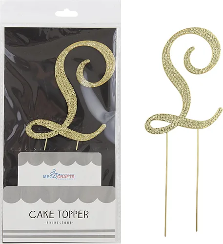 Miniatura 3 de Mega Crafts Decoración para tartas con diamantes de imitación dorados brillantes y cristales brillantes y aleación de metal duradero, ideal
