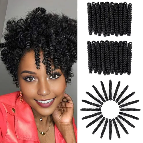 Miniatura 23 de BECUS Extensiones de cabello corto y rizado con trenzas de ganchillo para mujeres negras, paquete de 3 extensiones de cabello rizado de 10 pulgadas
