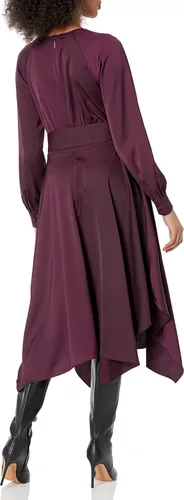 Miniatura 2 de KARL LAGERFELD PARIS WOMENS DRESSES Vestido midi con cinturón de crepé y espalda de satén para mujer