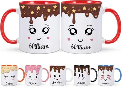 Miniatura 14 de Taza de Navidad personalizada para niños, taza de café con nombre personalizado de muñeco de nieve para niñas y niños, taza de chocolate caliente