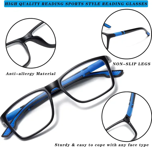 Miniatura 3 de Viseng Gafas de lectura con bloqueo de luz azul para mujeres y hombres con filtro antideslumbrante (2 unidades, 1.5 unidades)