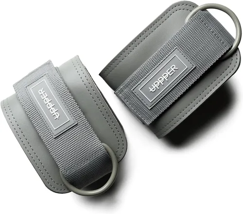 UPPPER Correas de tobillo para máquinas de cable (par) – Accesorio de puño de cable acolchado ajustable para gimnasio, doble anillo en D, calidad