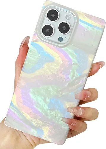 Miniatura 51 de Elegante Funda con Concha de Madre Perla para Niña Compatible con iPhone 14 de 6.1 Pulgadas, Funda Rectángulo con Borde, Elegante y delgada
