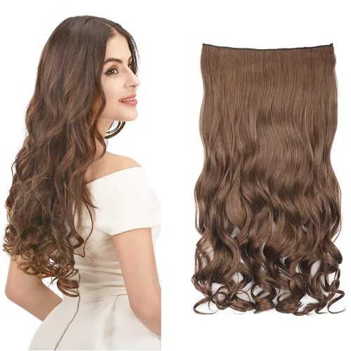 Miniatura 53 de REECHO Extensiones de cabello rubio, extensiones de una pieza con clip de 20" para mujer, extensiones de cabello sintético suave y natural con ondas
