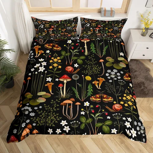 Miniatura 29 de Funda de edredón de hongos salvajes, acuarela, decoración de plantas naturales para exteriores, juegos de ropa de cama para niños, adolescentes