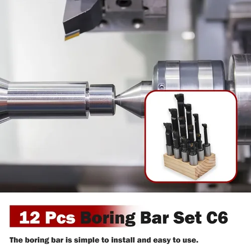 Miniatura 3 de findmall Juego de 12 barras de mandrinar con punta de carburo C6 de diámetro de vástago de 3/4 de pulgada