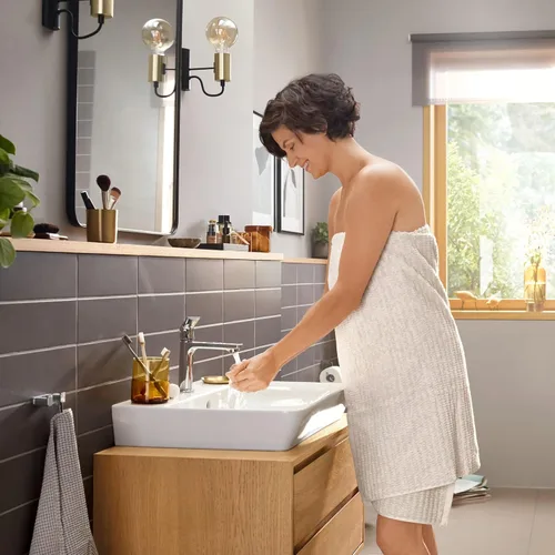 Miniatura 8 de hansgrohe Rebris E 72557821 - Grifo de baño con 1 agujero, mango único, grifo de lavabo para tocador con montaje de drenaje emergente, 1.2 GPM