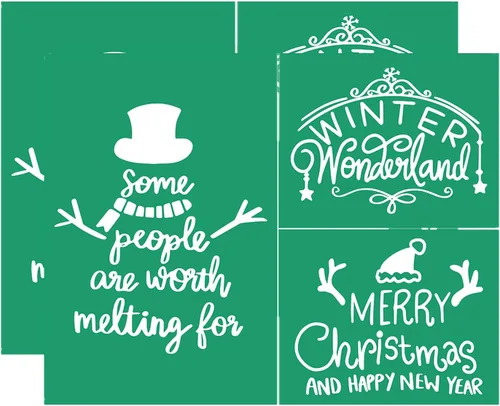 Miniatura 7 de JAJADO 2 plantillas de pantalla de seda navideñas, gnomo de Papá Noel, pasta de tiza de acebo, plantillas adhesivas reutilizables para manualidades