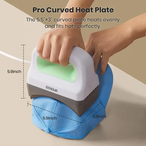 Miniatura 2 de EENOUR - Máquina de prensado térmico para gorras, mini prensa de calor para gorras con 3 niveles de calefacción y apagado automático, prensa fácil