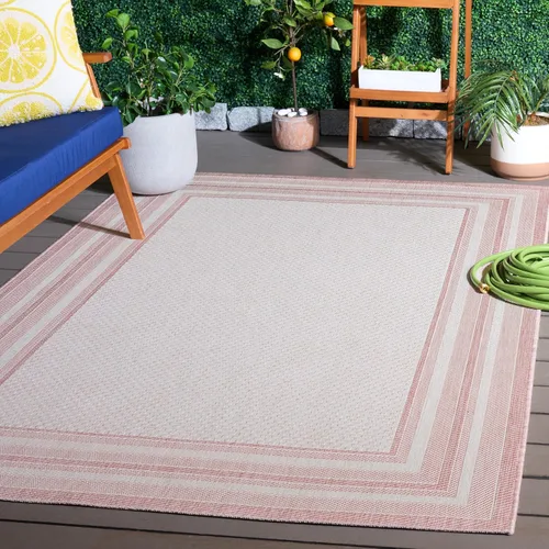 Miniatura 11 de SAFAVIEH Alfombra lavable al aire libre Courtyard Collection – 4' x 5'7", beige oscuro y beige, no desprende pelusa y fácil de limpiar, ideal