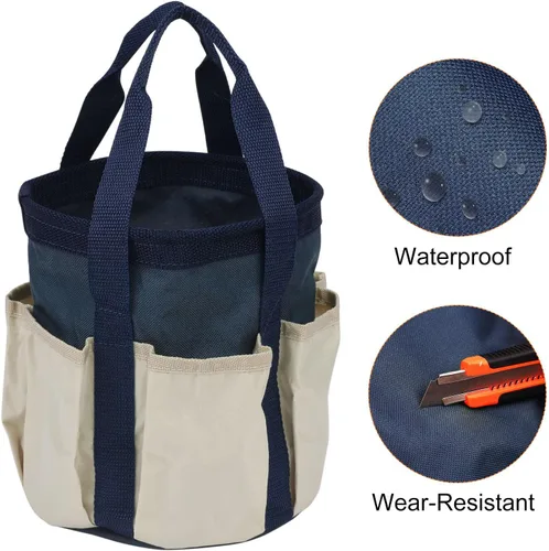 Miniatura 4 de HARFINGTON Bolsa de herramientas de jardín de 7.5 x 8.3 pulgadas, grande, Oxford, impermeable, con bolsillos, bolsa de mano de jardín, organizador