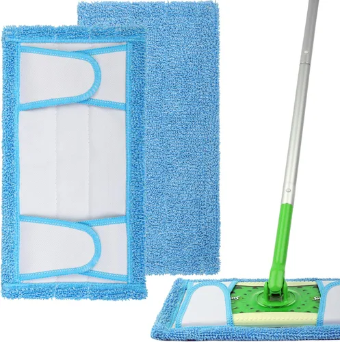 Almohadillas lavables reutilizables para trapeador Swiffer, paquete de 2 paños de limpieza de microfibra para suelos duros, zócalos, polvo húmedo y