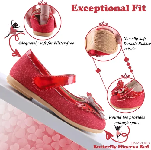 Miniatura 3 de EIGHT KM EKM7063 - Zapatos de vestir para niñas pequeñas, zapatos planos Mary Jane, zapatos de princesa para boda, zapatos de ballet
