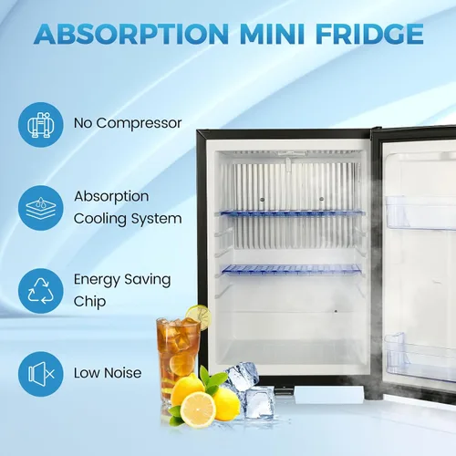 Miniatura 4 de Refrigerador compacto de 1.42 pies cúbicos, mininevera silenciosa de 110V, puerta reversible con cerradura, enfriador de bebidas energéticamente