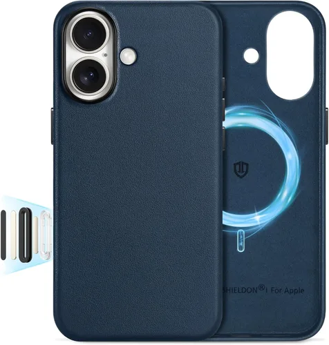 Miniatura 45 de SHIELDON Funda de cuero genuino para iPhone 17 Pro Max de 6.9 pulgadas 2025, [botón de la cámara actualizado], compatible con Magsafe, carga Azul