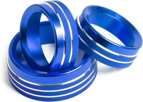 Miniatura 9 de Xotic Tech - 3 piezas de aluminio azul CA para interruptor de volumen de radio climática de control de botón de control compatible con Dodge Charger