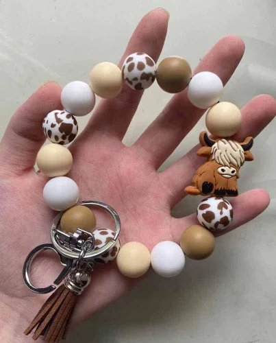 Miniatura 4 de Llavero pulsera de silicona de vaca, regalos de vaca para mujeres y niñas, llavero brazalete de vaca