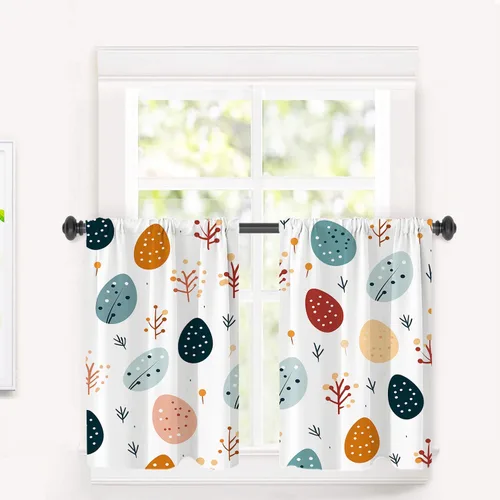 Miniatura 11 de Cortinas opacas de cocina con pintura al óleo de Europa rosa y negra para ventanas, cenefas opacas modernas de torre Eiffel de poliéster multicapa