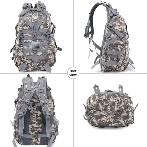 Miniatura 6 de LIMHOO Mochila táctica para motocicleta, bolsa militar Molle, mochila EDC para senderismo, ciclismo, camping, senderismo, caza, viajes, con correas