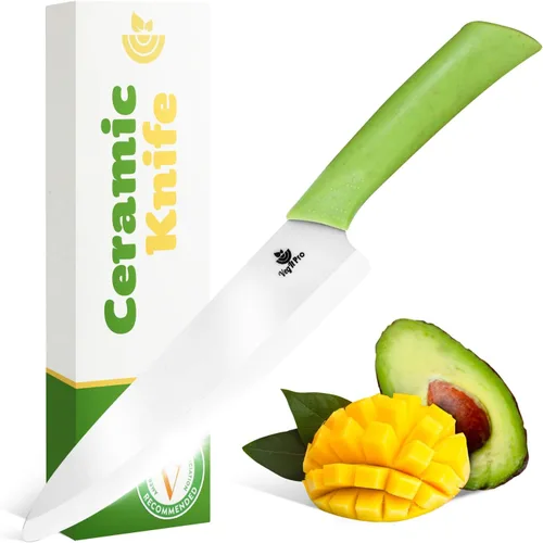 Miniatura 8 de Cuchillo de cerámica duradero para cortar verduras y frutas, cuchillo de chef de cerámica profesional y no reactivo de 6 pulgadas para corte limpio
