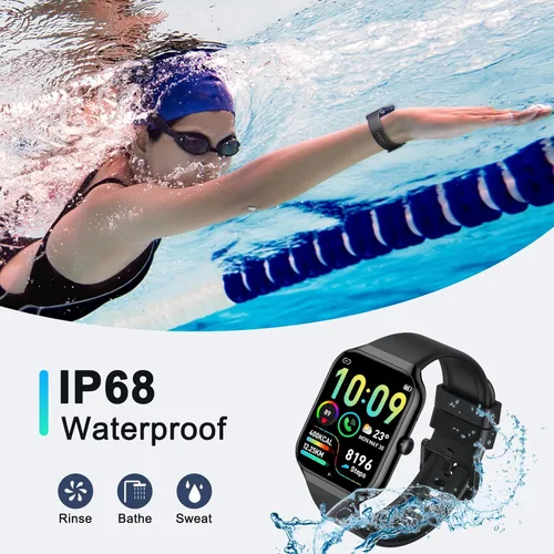 Miniatura 7 de Reloj inteligente para hombres y mujeres, responder/hacer llamadas, reloj de fitness HD de 1.96 pulgadas con monitor de frecuencia cardíaca, monitor