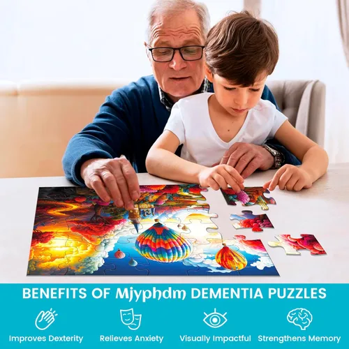 Miniatura 3 de 4 paquetes de rompecabezas de piezas grandes para personas mayores - Rompecabezas de demencia de 36 piezas para adultos mayores, rompecabezas