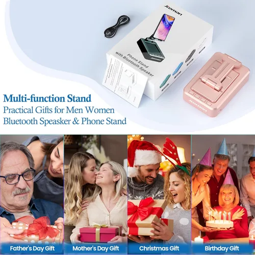 Miniatura 7 de JTEMAN Soporte para teléfono celular con altavoz Bluetooth, regalos de cumpleaños para mujeres y hombres, accesorios de cocina para hombres, Rosa