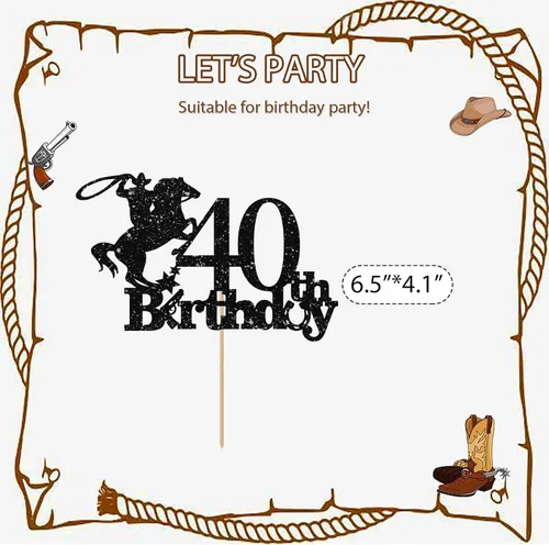 Miniatura 3 de Cowboy - Decoración para pastel de cumpleaños 40 para hombres, decoración de pastel de cumpleaños 40 para hombres, decoración de pastel