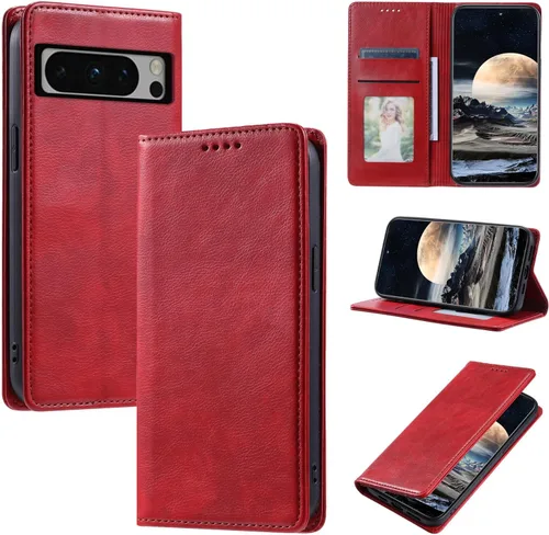 Miniatura 52 de Funda de cuero compatible con Google Pixel 7, compatible con Google Pixel 7 5G GVU6C GQML3 Flip Folio PU Funda de cuero negro