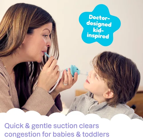 Miniatura 2 de Playhouse MD Booger Buddy - Aspirador nasal de elefante, con luz LED para bebés y niños pequeños, removedor de mocos sin BPA para nariz tapada, Azul