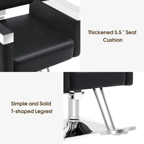 Miniatura 5 de BarberPub Clásico Recline Silla de peluquero hidráulica Salón Spa Silla de peluquería Equipo de belleza de peluquería 3018 (negro)