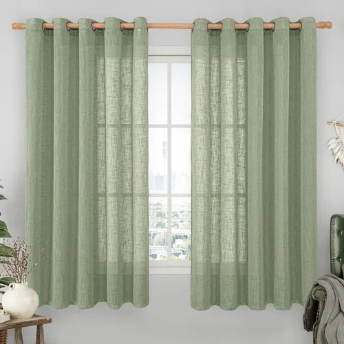 Miniatura 110 de LAMIT Cortinas de lino sintético para dormitorio, paneles filtrantes de luz, cortinas de lino con protección de privacidad con ojales para ventanas