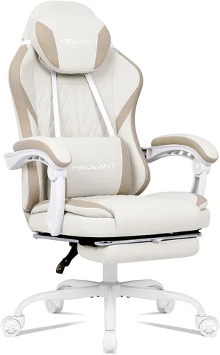 Misolant Silla Gaming, Silla Gamer de Tela con reposapiés para Adultos, Silla Ergonómica de Computadora para Juegos de Respaldo Alto con