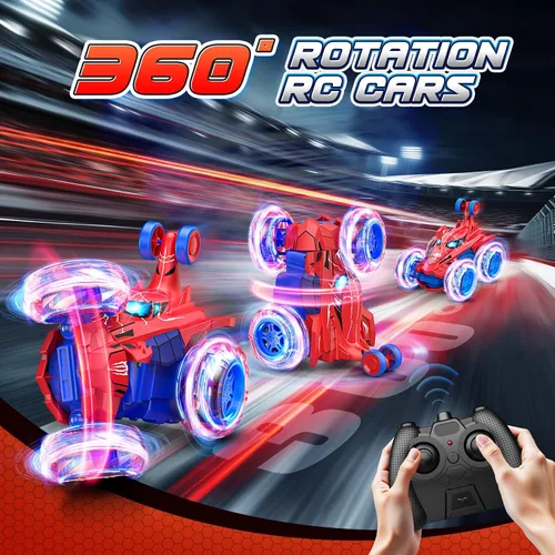 Miniatura 9 de Juguete de auto de control remoto de araña, juguetes de coches rc, auto de acrobacias recargable genial con giros de 360 grados ruedas 4WD con luz