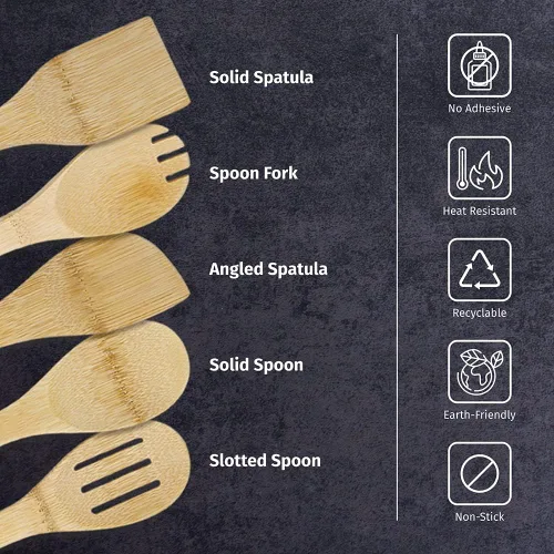 Miniatura 3 de PrintSupremacy - Juego de cucharas de cocina de bambú, utensilios de cocina de madera antiadherente, utensilios de cocina, regalo para inauguración
