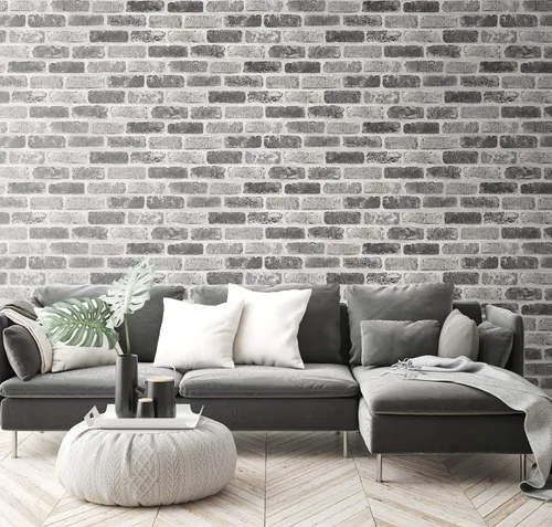 Miniatura 4 de NextWall Papel tapiz autoadhesivo de ladrillo sintético lavado (gris)