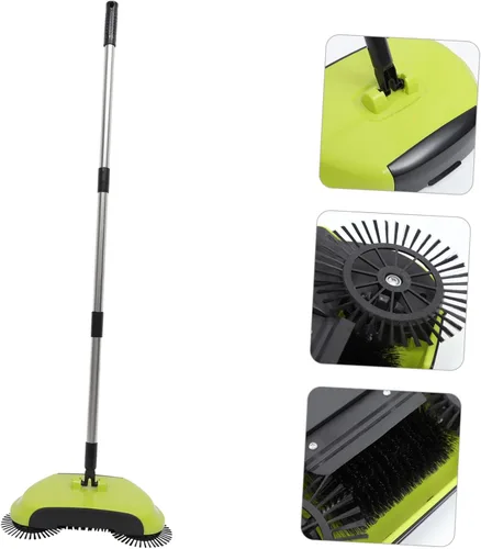 Miniatura 8 de Cabilock Barredora manual escoba recogedor escoba escoba fregona aspiradora para suelos duros Herramienta de limpieza giratoria de 360° Verde