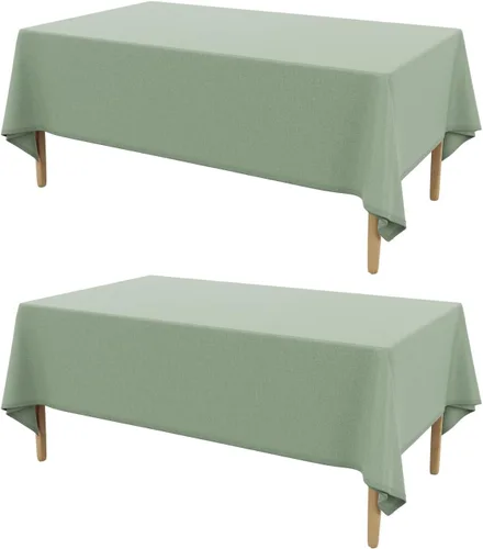 Miniatura 31 de AUSSPVOCT 2 manteles de lino texturizado para mesa rectangular, 52 x 70 pulgadas, mantel rectangular impermeable, lavable, tela para mesa