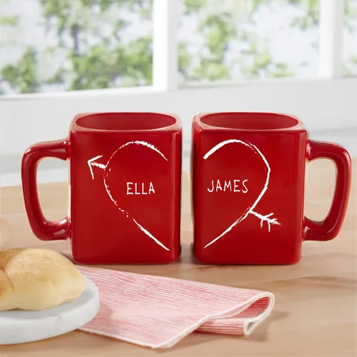 Miniatura 2 de Let's Make Memories Juego de tazas personalizadas, para el día de San Valentín, para parejas, para aniversario, para boda, cerámica, juego de 2