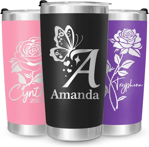 Miniatura 10 de Personalized 16 oz Insulated Coffee Tumbler with Text Name Team number, Custom Engraved World Cup Stainless Steel Double-Wall Travel Cup, Customized