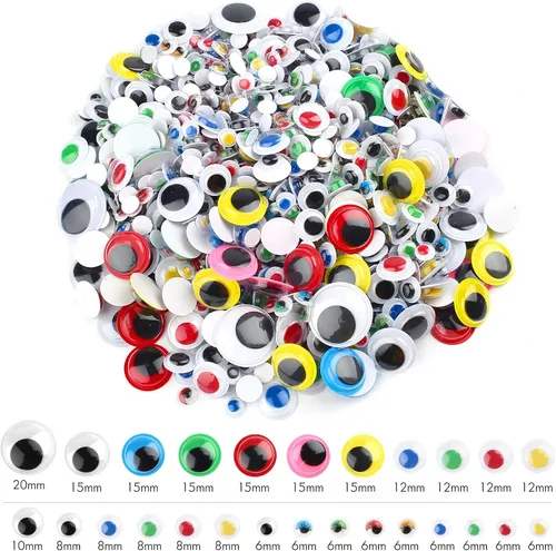 Miniatura 2 de LotFancy Wiggle Googly Eyes - 1100 unidades de ojos de Google para manualidades, autoadhesivos, varios tamaños