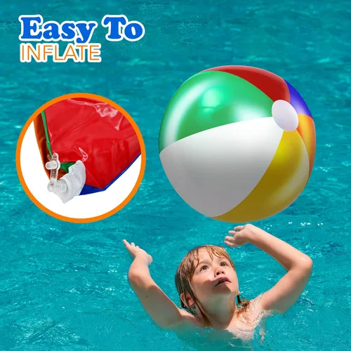 Miniatura 6 de 4E's Novelty Pelotas de playa [3 unidades] Pelotas de playa inflables de 20 pulgadas para niños, juegos de piscina, juguetes para niños y niños