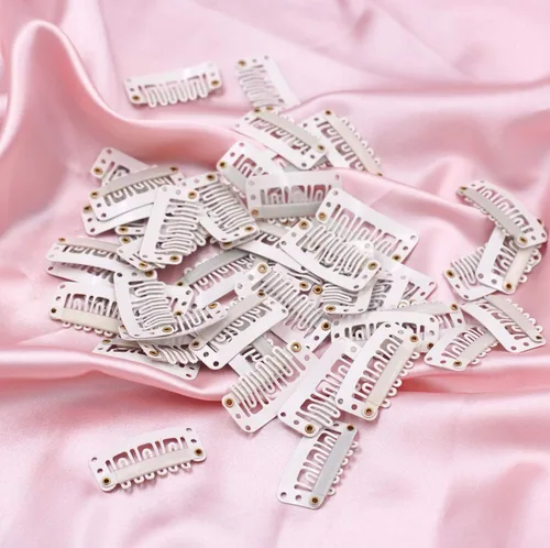 Miniatura 7 de Honbay 50 clips de presión en forma de U de 6 dientes para extensiones de cabello, 1.3 pulgadas (beige)