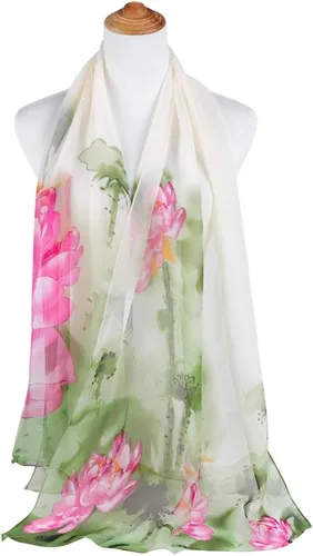 Miniatura 4 de E-Clover Bufanda transparente de gasa suave con estampado floral para mujer