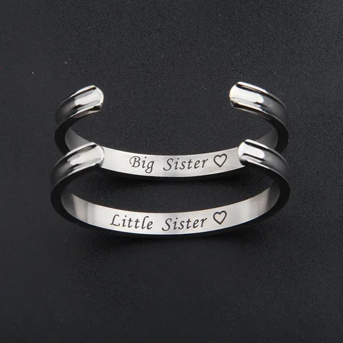 Miniatura 3 de Zuo Bao Pulsera de acero inoxidable para hermana mayor y hermana pequeña (plata, 2 piezas), Metal