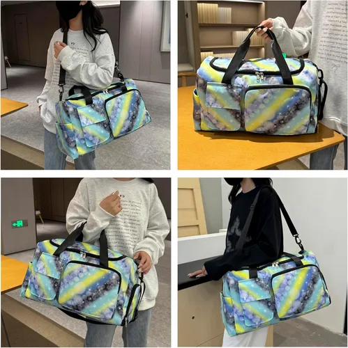 Miniatura 355 de Pequeña bolsa de gimnasio para mujer, bolsa de viaje con compartimento para zapatos
