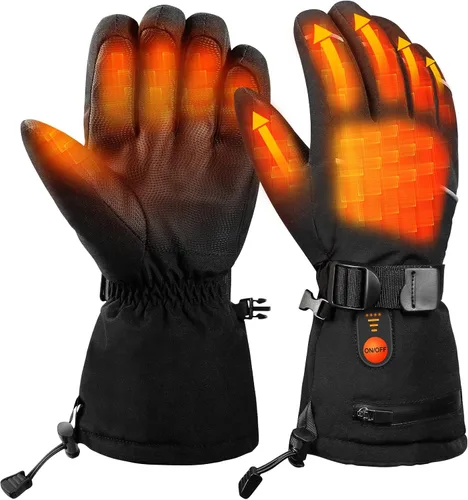 Guantes térmicos eléctricos con pantalla táctil, guantes de calefacción de batería recargables de 7.4 V 2200 mAh para hombres y mujeres, 3 niveles
